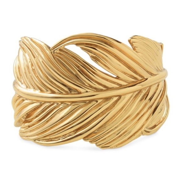 Stella & Dot | Bold Gold Retired Feather Secret Garden Cuff Bracelet - Picture 4 of 4